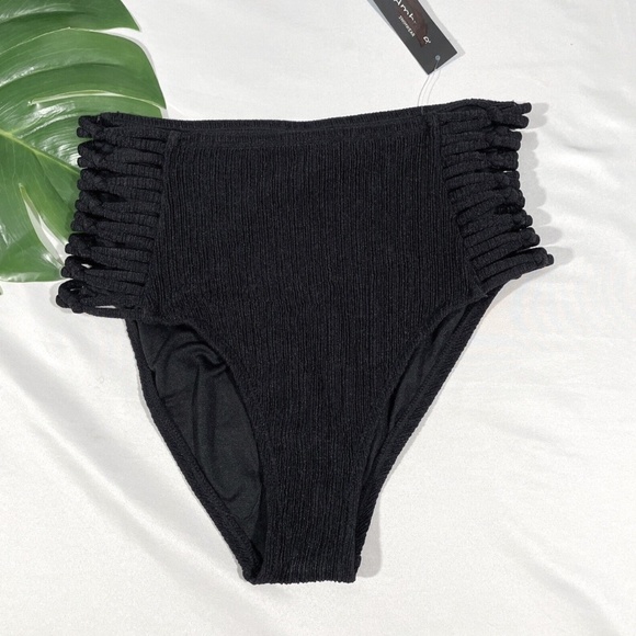 NWT‎ Ambrielle [ Medium ] Strappy Knotted Side Ribbed Bikini Bottom - Picture 1 of 11